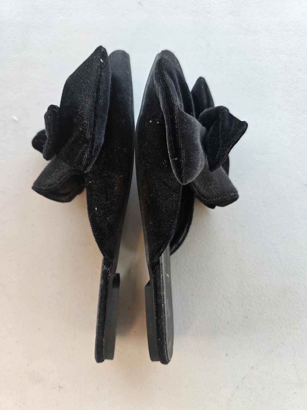 Black Velvet Bow Pointed-Toe Mule - Women - Picture 6 of 6